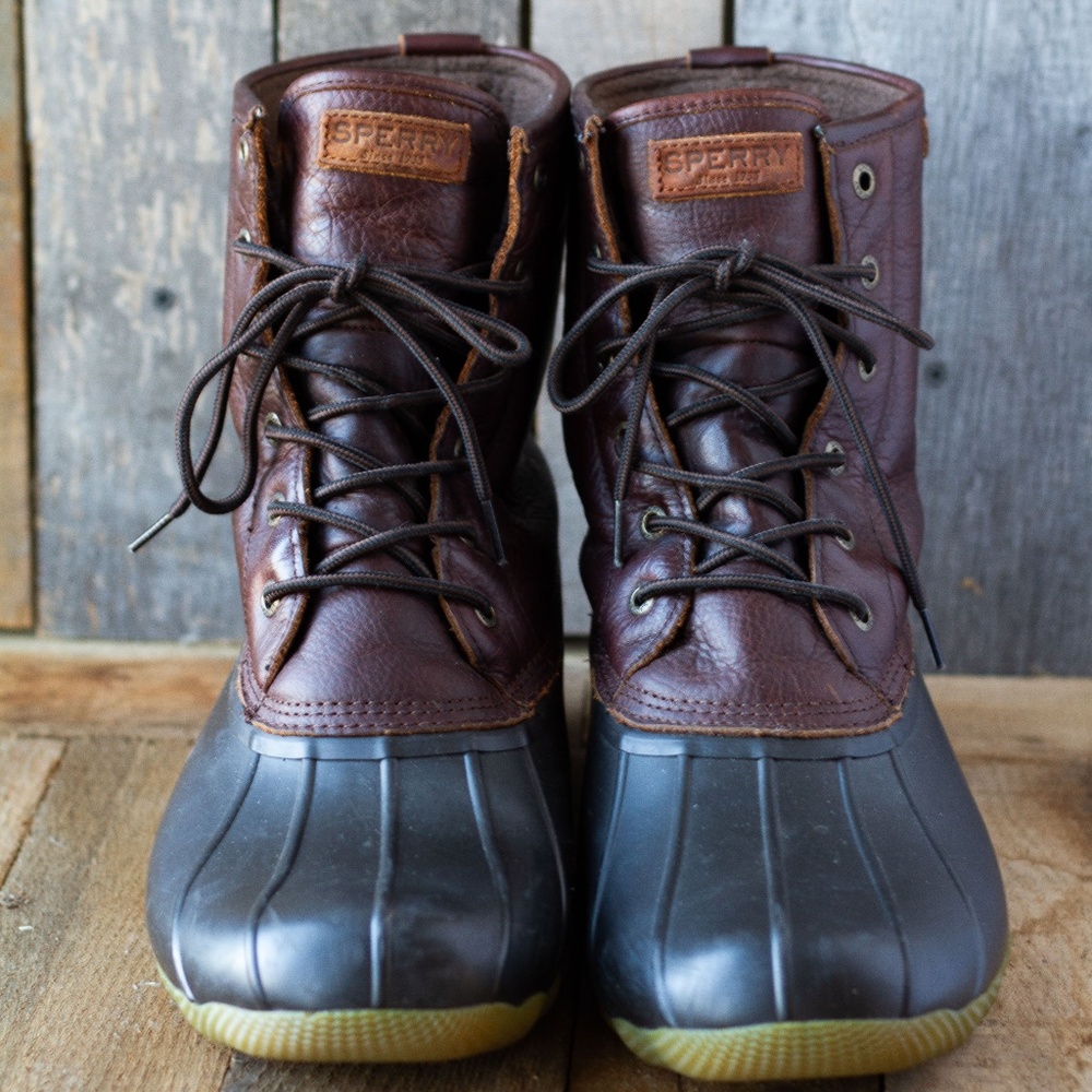 Sperry duck boots, leather, Men size 15, new, worn once